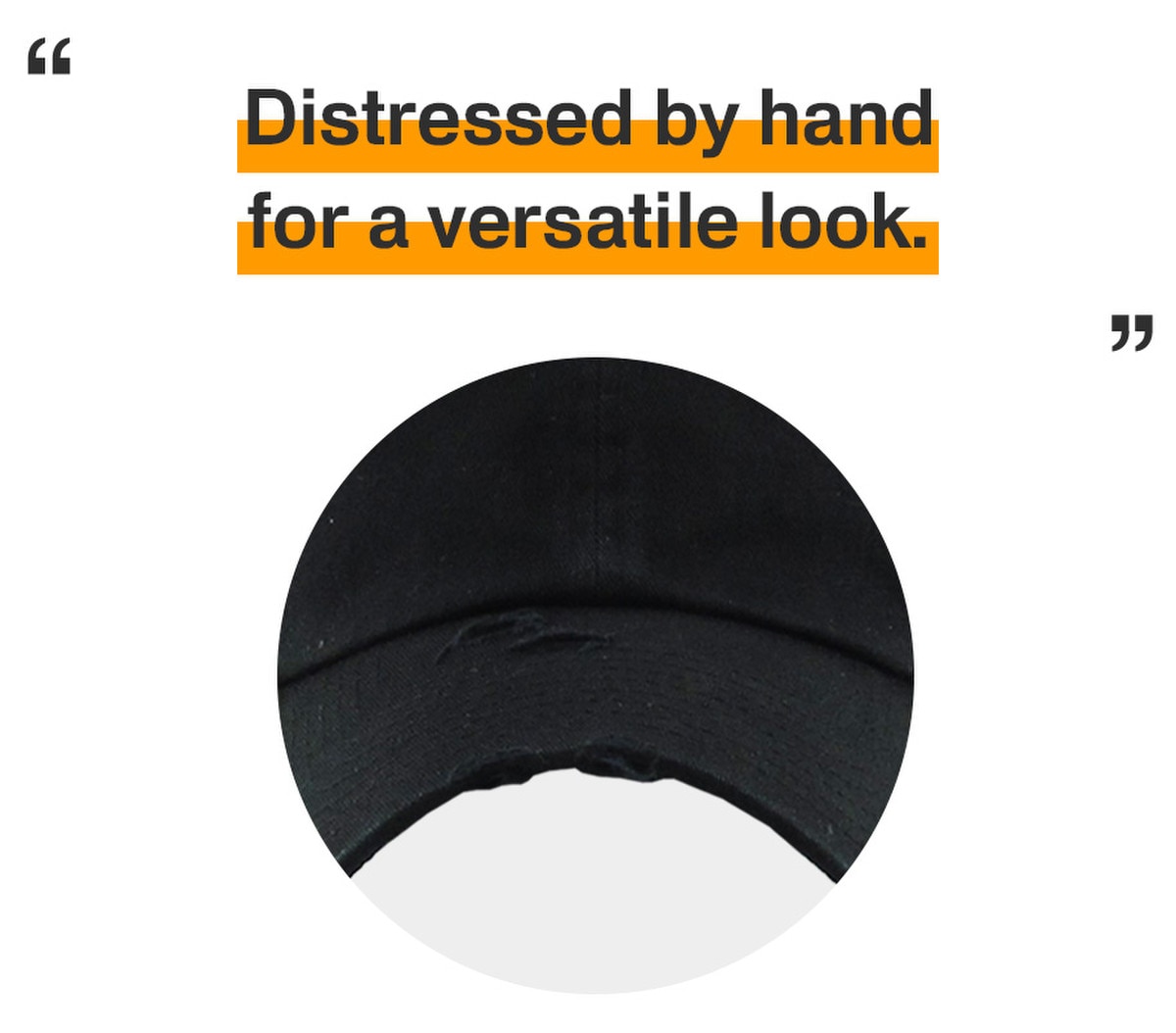 Black Distressed Vintage Baseball Cap Front View